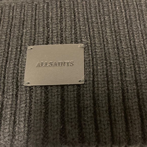 All Saints Black Ribbed Knit Beanie - Picture 2 of 4